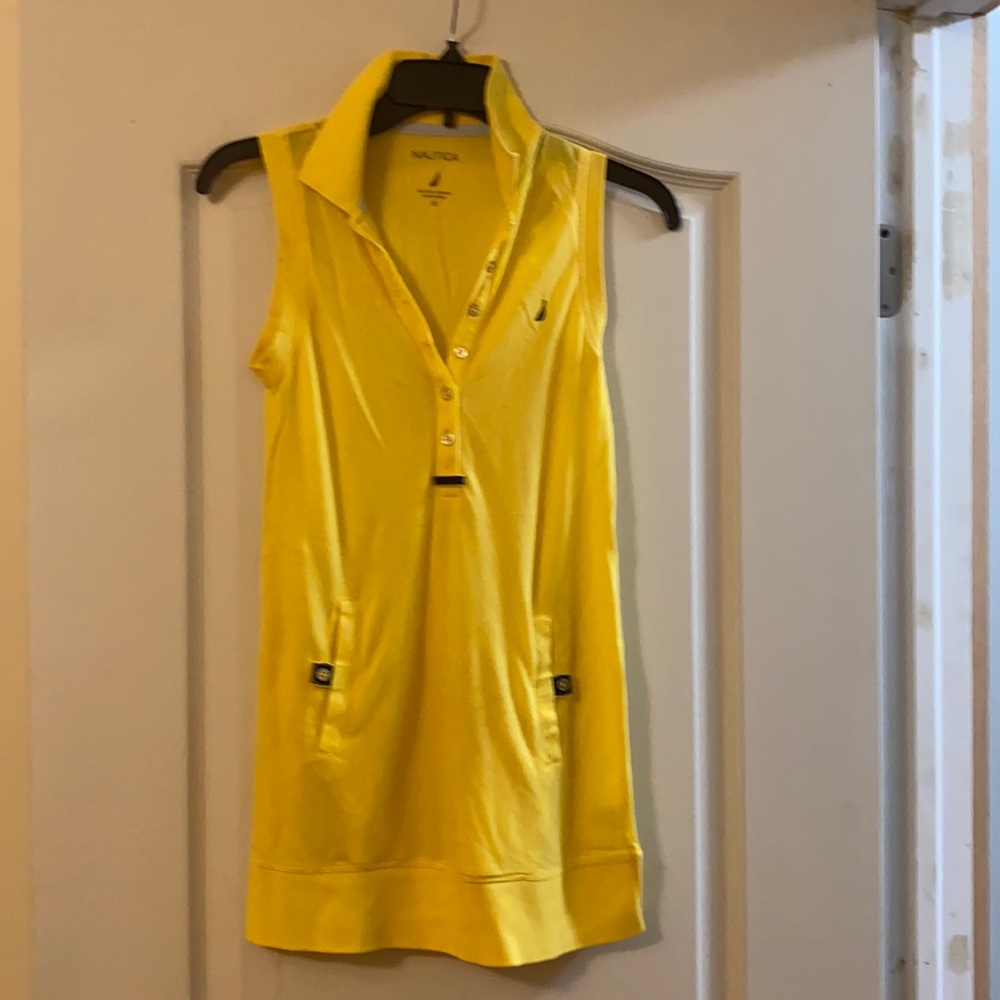 Yellow Nautica sleeveless long polo shirt size XS